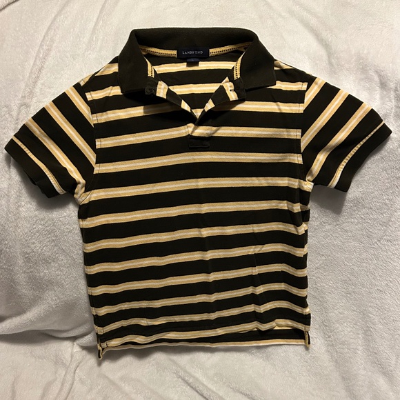 Boys Lands’ End Small 8 Yellow Brown Polo Collared Short Sleeved - Picture 1 of 3